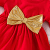 Toddler Kids Girls Solid Bow Christmas Dress Children's Wear - PrettyKid