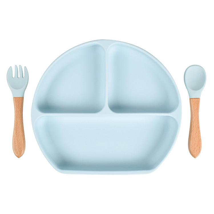 Baby Sub Format Dinner Plate Spoon Fork Silicone Set Children's Tableware - PrettyKid