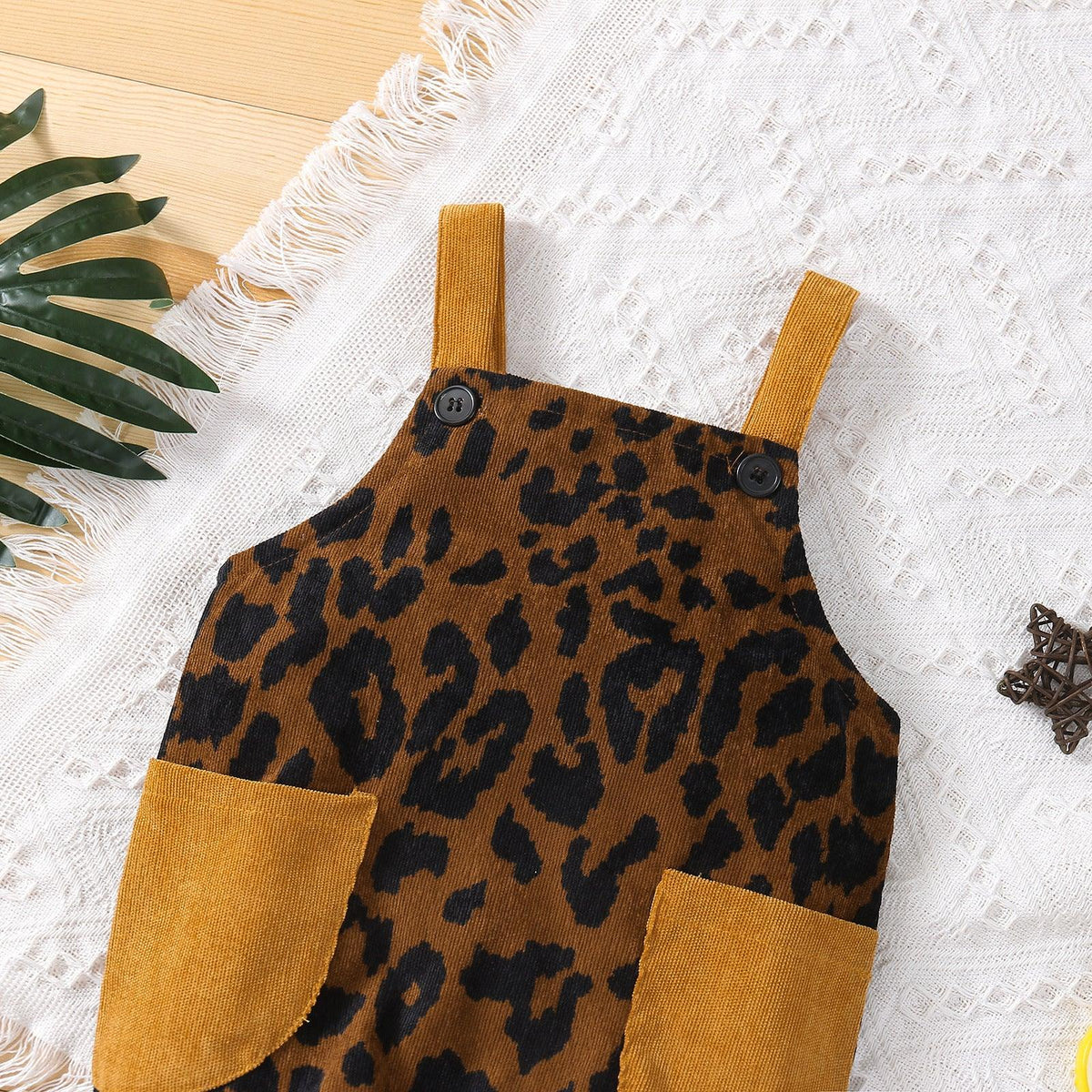 Toddler Kids Boys Girls Corduroy Leopard Strap Jumpsuit Wholesale Baby Clothes Bulk - PrettyKid