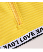 Toddler Kids Girls' Ring Zipper High Neck Top Side Letter Shorts Knit Set - PrettyKid