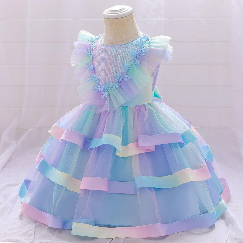 Baby Girls Glitter Colored Cake Skirt Pompous Gauze Skirt - PrettyKid