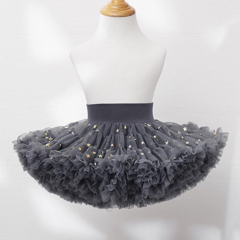 Wide Waistband Princess Bustier Ballet Foil Small Stars Shiny Black - PrettyKid