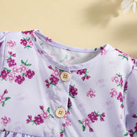 Baby Girls Purple Flower Print Triangle Jumpsuit Wholesale Baby Clothes - PrettyKid