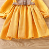Toddler kids girls Solid color plaid patchwork vintage dress - PrettyKid