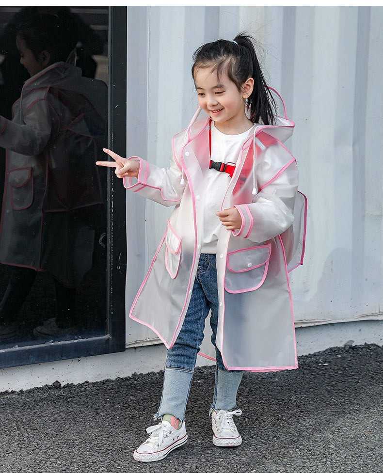 Transparent long one-piece raincoat for children - PrettyKid