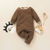 Baby Knitted Stripe Solid Long Sleeve Jumpsuit - PrettyKid