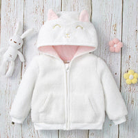 Toddler Girl Solid Lovely Pink Lamb Wool Zip Coat - PrettyKid