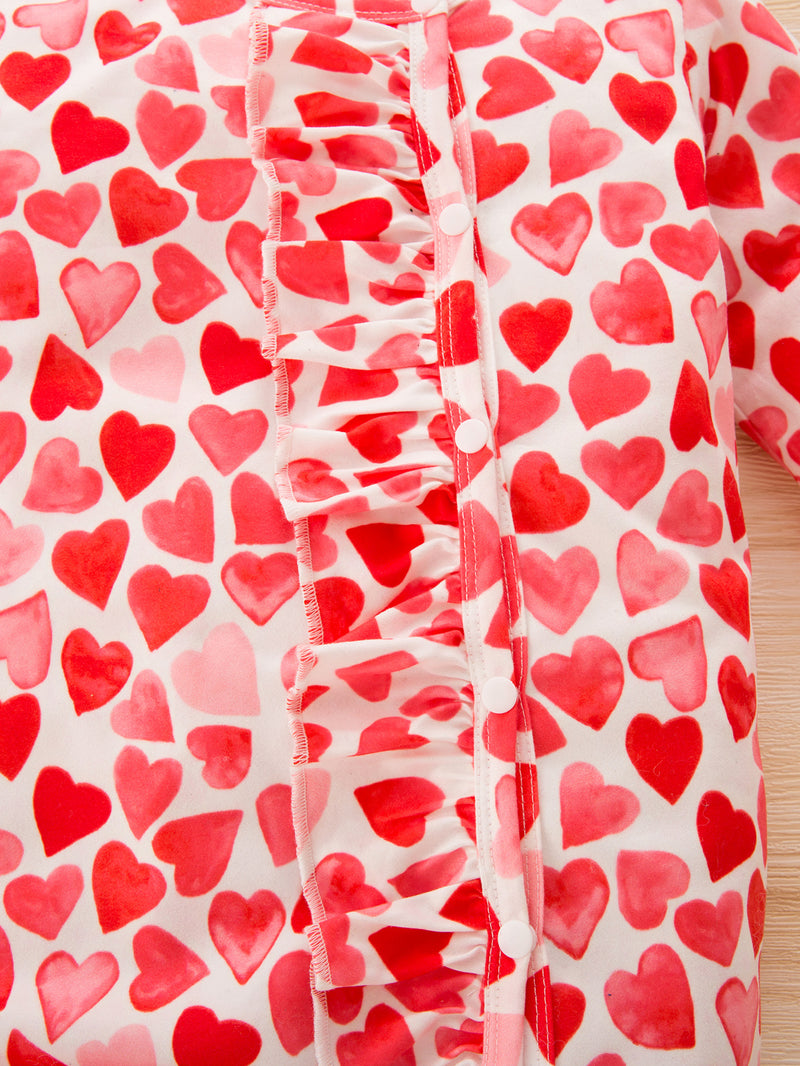 Baby Girls Love Printed Long Sleeve Jumpsuit - PrettyKid