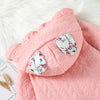 Baby Girls Kaai Cartoon Pink Hooded Long Sleeve Thickened Warm Jumpsuit - PrettyKid
