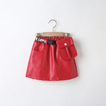 Children Girls' PU Leather Casual Skirt Trendy Girl Clothes Wholesale - PrettyKid