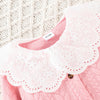 Toddler Kids Girls Doll Collar Solid Color Knitted Long-sleeved Top Half Skirt Set - PrettyKid