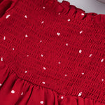 Toddler Kids Girl Solid Color Polka Dot Print Square Neck Long Sleeve Dress - PrettyKid