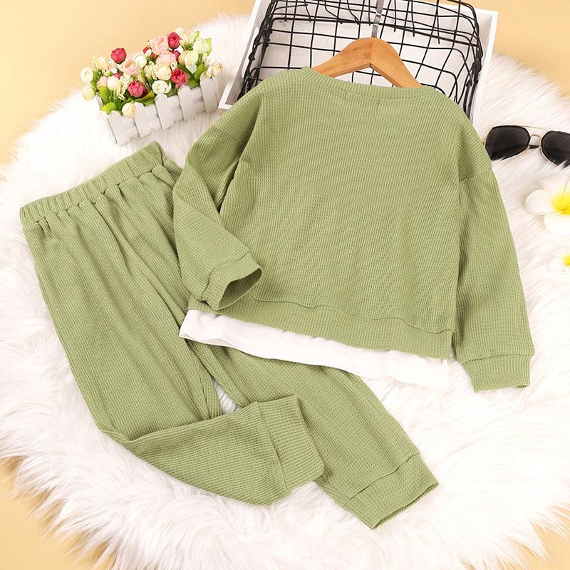 Toddler Kids Boys and Girls Solid Color Long Sleeved Leisure Suit - PrettyKid
