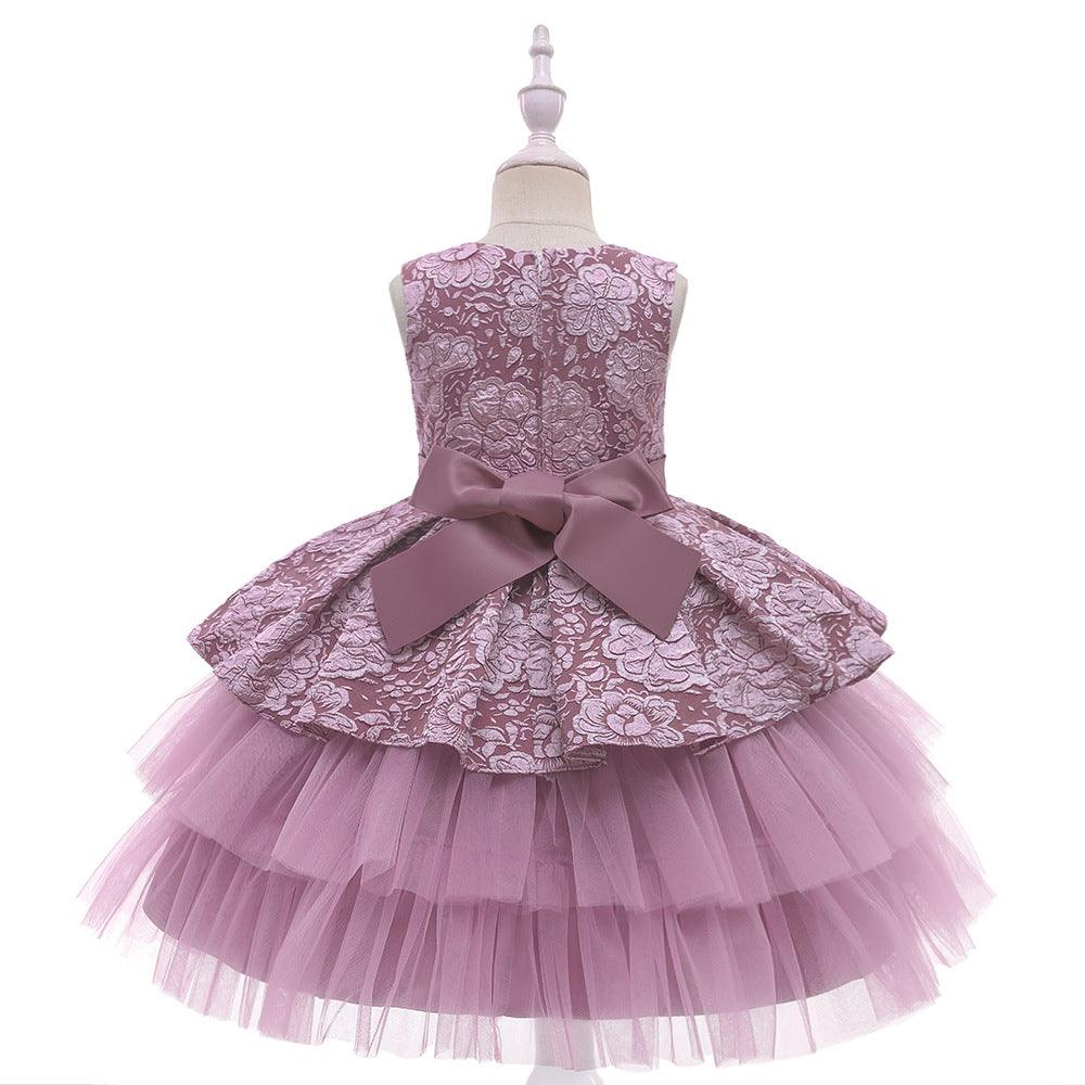 Kids Girls' Gauze Jacquard Fluffy Dress Children's Clothes Manufacturers Wholesale - PrettyKid