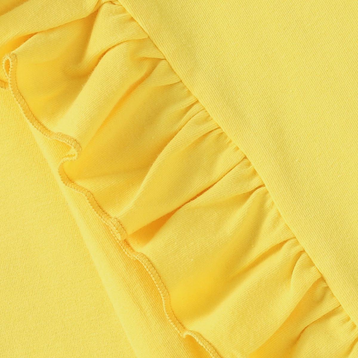 Toddler Kids Girls Solid Color Long Sleeve Ruffle Color Blocking Blouse - PrettyKid