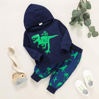 Toddler Boys Dinosaur Print Hoodie Pants Set - PrettyKid