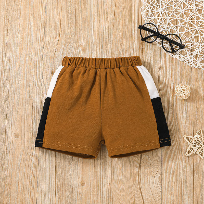 Toddler Kids Boys Summer Color Blocking Short Sleeved T-shirt and Shorts Set - PrettyKid