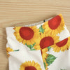 Toddler Kids Girls White Trumpet Sleeve Top Sunflower Print Pants Set - PrettyKid
