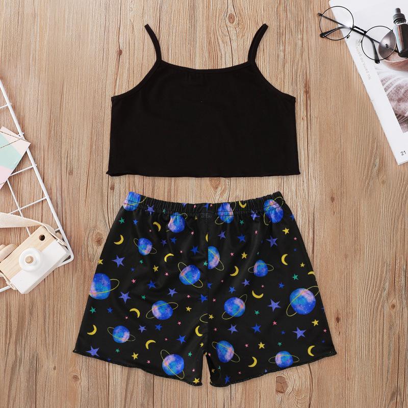 Black Camisole Star Print Suit - PrettyKid