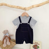 Baby Boy Solid Cotton Short Sleeve Fake Two Piece Summer Jumpsuit - PrettyKid