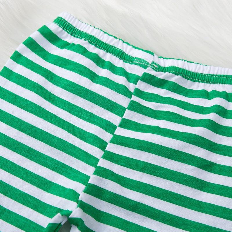 Baby Letter Green Stripe Jumpsuit Pants Christmas Suit - PrettyKid