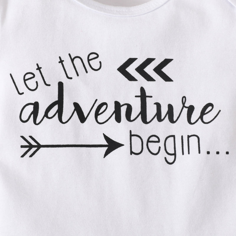 Baby Boys Solid Color Letter Short Sleeve Triangles Bodysuit Cartoon Aircraft Printed Trousers Hat Setwholesale - PrettyKid