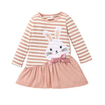 Toddler Kids Girls Stripe Cute Rabbit Dress - PrettyKid