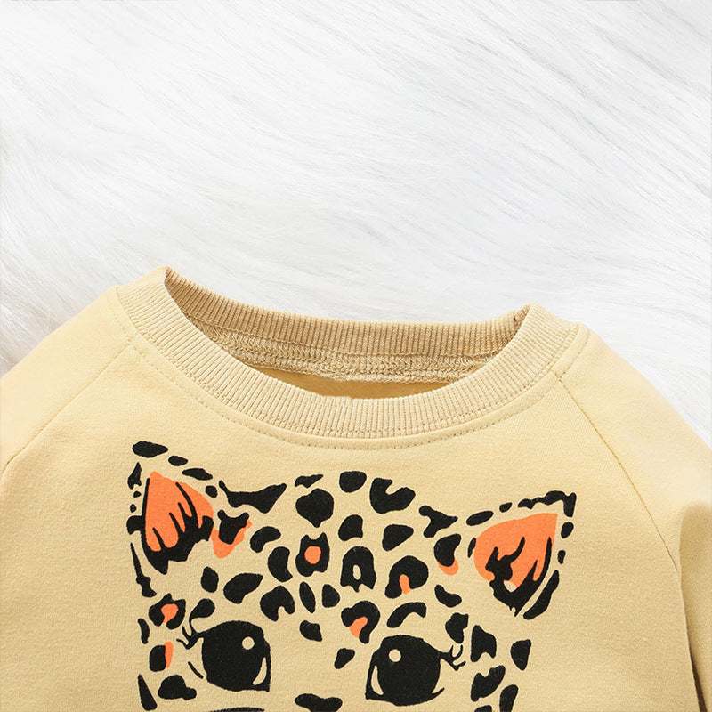 Toddler Kids Girls Leopard Long Sleeve Sweater Dress - PrettyKid