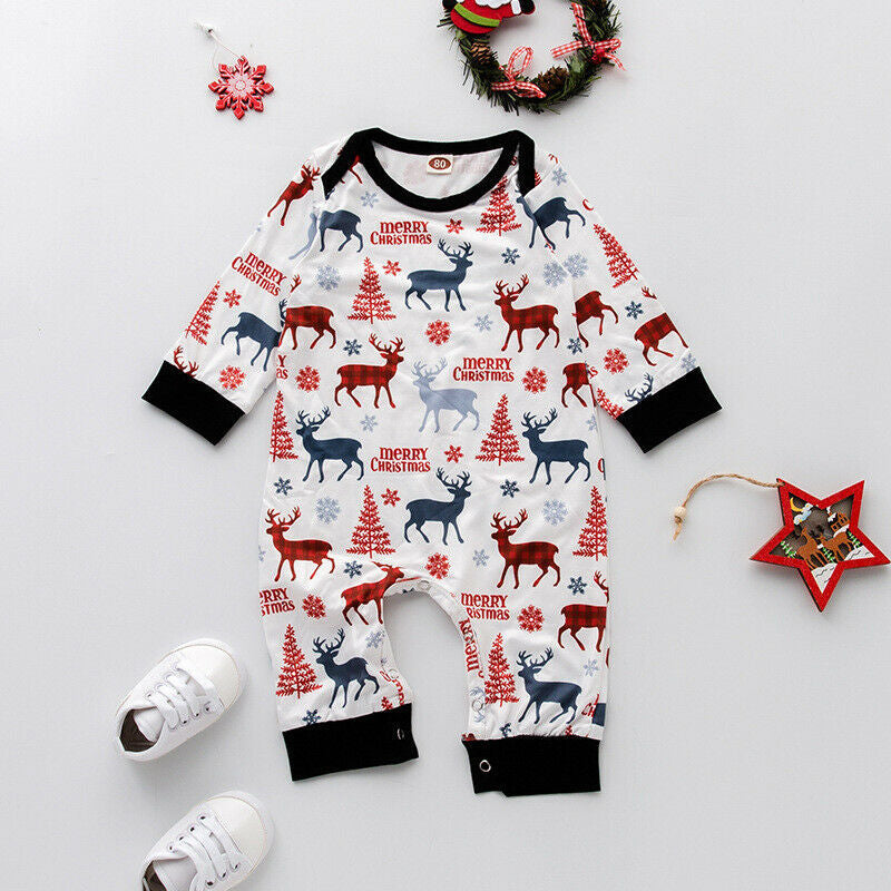 Mommy and Me Cartoon Santa Claus Long Sleeve Coat Fawn Printed Trousers Christmas Suit - PrettyKid