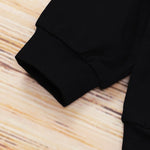 Toddler Kids Boys Letter Print Hooded Sweatshirt Black Long-sleeved Suit - PrettyKid