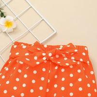 Baby Girls Letter Halloween Pumpkin Print Top Wave Dot Pants Two Piece Set Bulk Childrens Clothing - PrettyKid