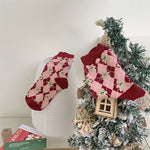 Women Red Mid-calf Socks New Year Christmas Socks - PrettyKid