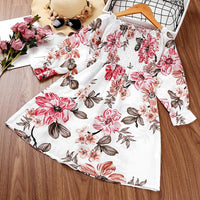 Kids Girls Flower Print Long Sleeve Dress Wholesale Childrens Clothing Online - PrettyKid