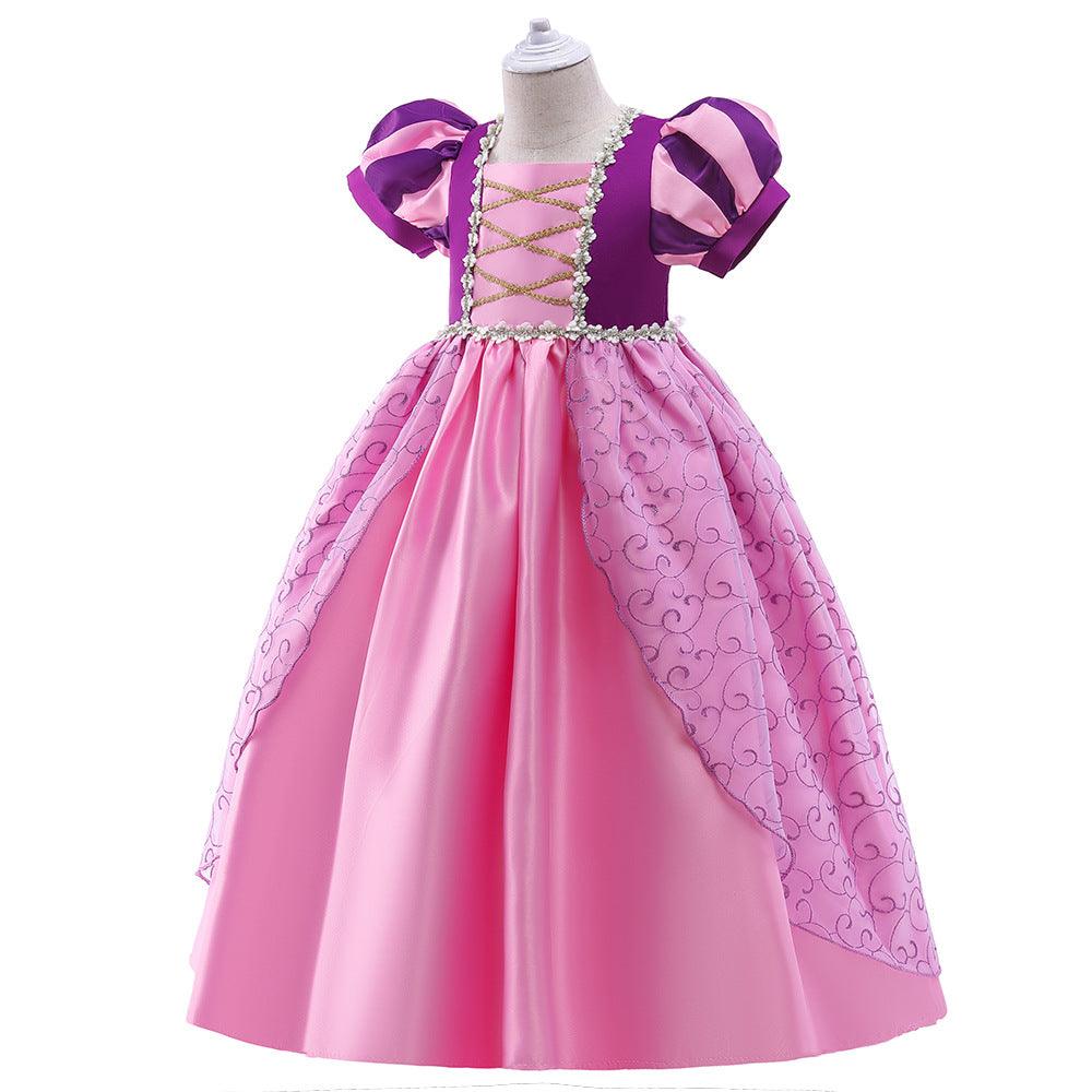 Girls Short Sleeve Mesh Puffy Skirt Sleeping Beauty Aurora Princess Dress - PrettyKid