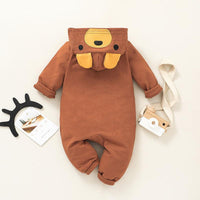 Baby Cartoon Bear Zipper Hoodie Long Sleeve Jumpsuit - PrettyKid