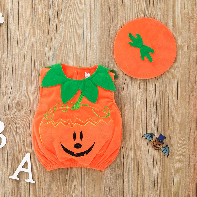 Baby Boys Girls Cute Pumpkin Dress Sleeveless Jumpsuit Halloween Dress Wholesale Baby Clothes Bulk - PrettyKid