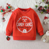 Toddler Boys Girls Solid Color Cartoon Christmas Letter Print Long-sleeved Sweatshirt - PrettyKid
