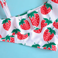 Cute Strawberry Print Swimsuit - PrettyKid