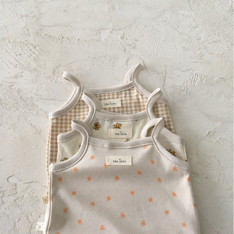 Summer Baby Sling One-piece Cotton Crawl Suit Undershirt - PrettyKid