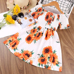 Toddler Kids Girl Summer Sunflower Print Short Sleeve Dress - PrettyKid