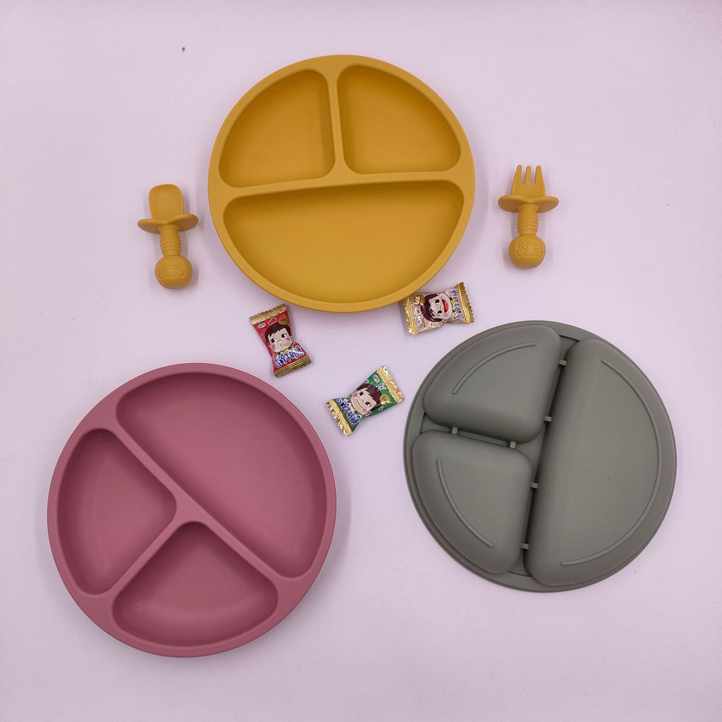 Baby Silica Gel Plate Children's Tableware Auxiliary Food Bowl Dividing Plate - PrettyKid