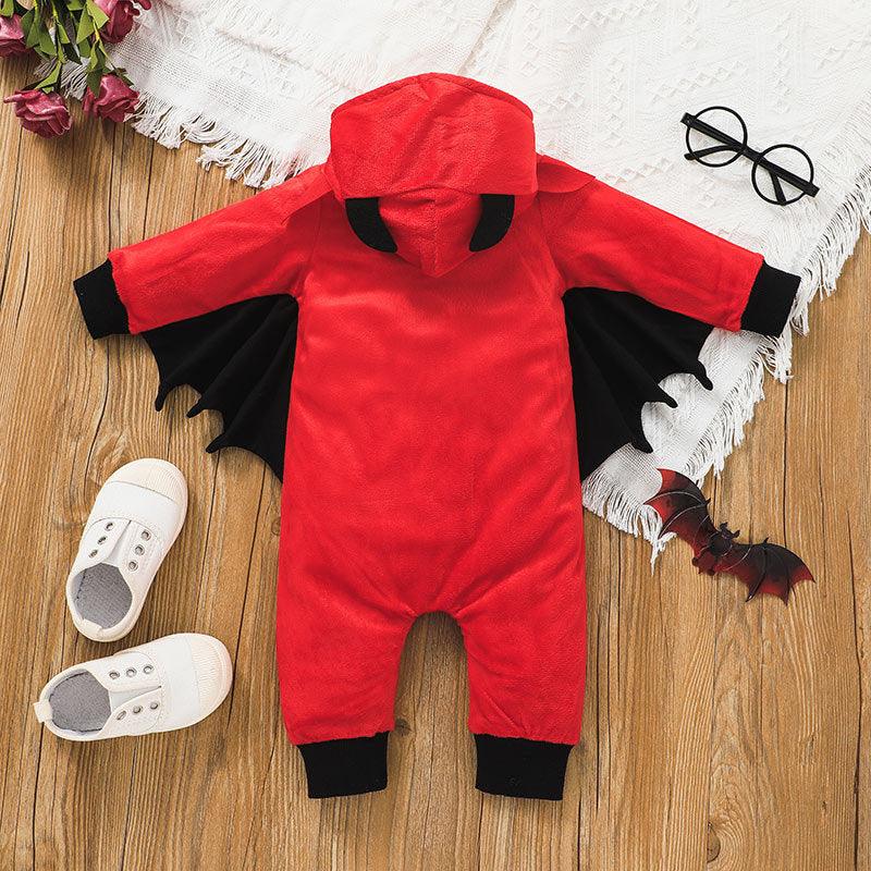 Baby Boys Halloween Red Long Sleeved Bat Hoodie - PrettyKid