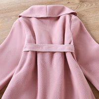 Toddler Kids Girls Solid Color Waist Trench Coat Jacket - PrettyKid