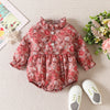 Baby Girls Spring and Autumn Floral Print Long-sleeved Onesie Crawl Suit - PrettyKid