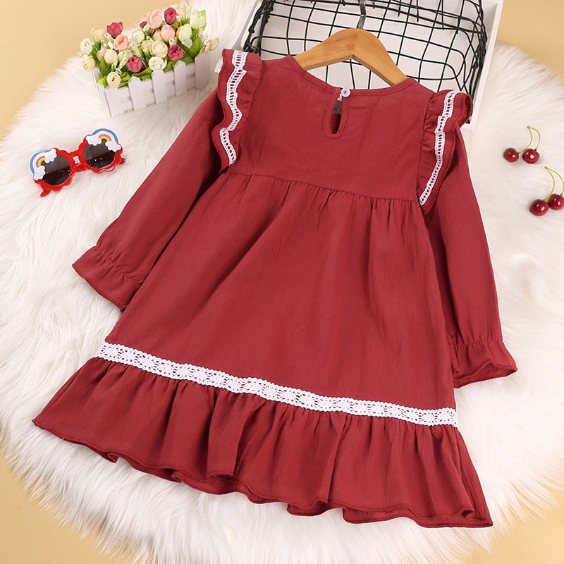 Toddler Kids Girls Lace Long Sleeve Ruffle Princess Skirt Bulk Childrens Clothing - PrettyKid