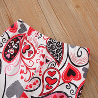 Children Girls' Long Sleeved Skirt, Printed Trousers Hair Band Valentine's Day Set - PrettyKid