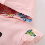 Kids Girls Butterfly Print Hooded Pullover Long Sleeved Shirt Set - PrettyKid