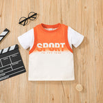 Toddler Boys Contrast Letter Print Short Sleeve T-shirt Shorts Set - PrettyKid