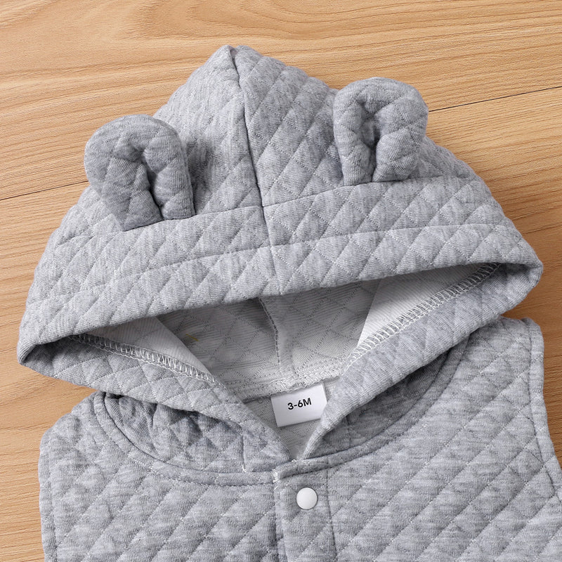 Toddler Kids Solid Color Lovely Fox Embroidery Top Lovely Hooded Vest Solid Color Pants Set - PrettyKid