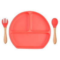 Baby Sub Format Dinner Plate Spoon Fork Silicone Set Children's Tableware - PrettyKid